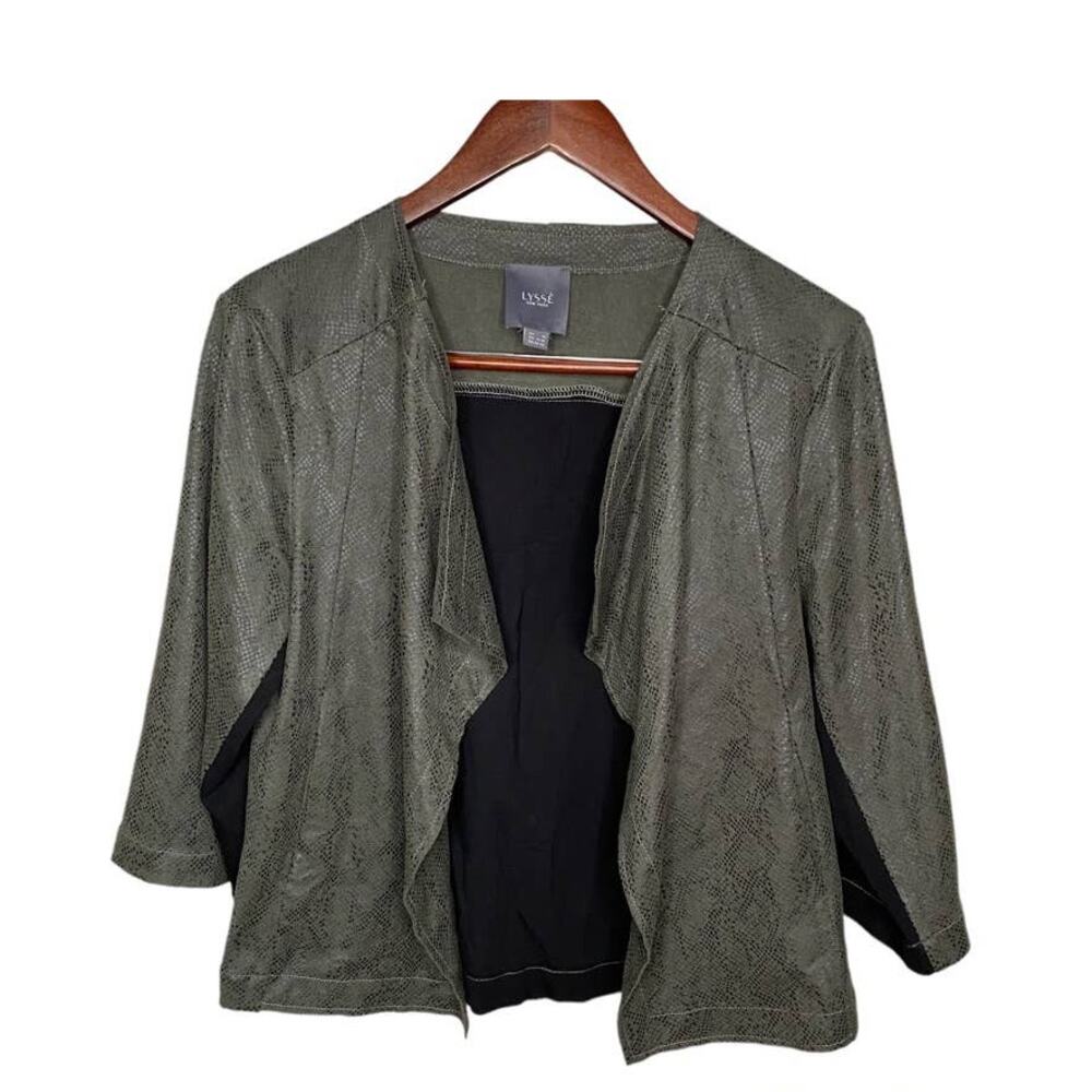 Women's Lysse Penelope Jacket Hunter Snake Green Drape Front Soft Jacket Medium - Picture 2 of 10